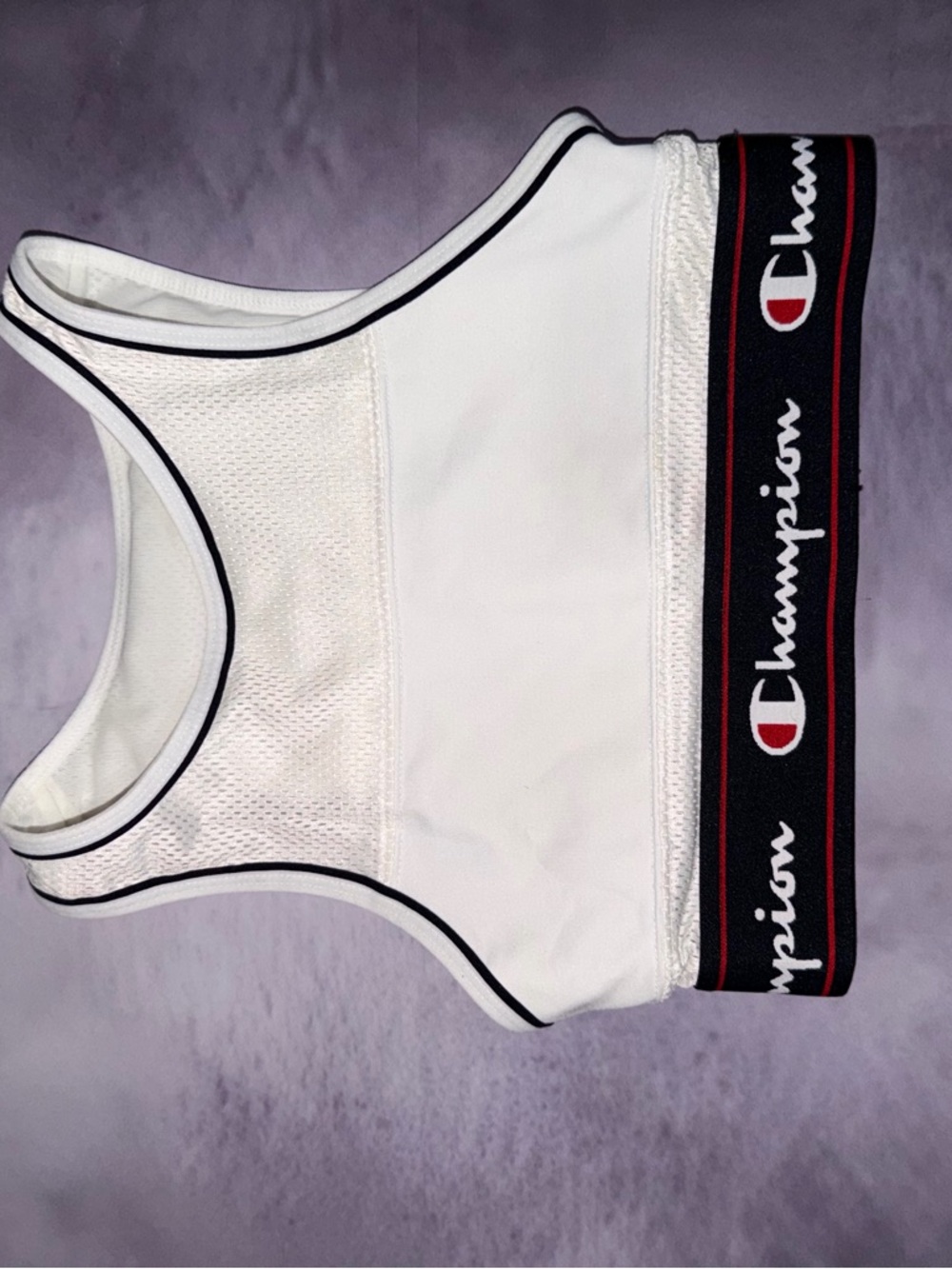 Champion Women's White Logo-Trim Sports Bralette crop top